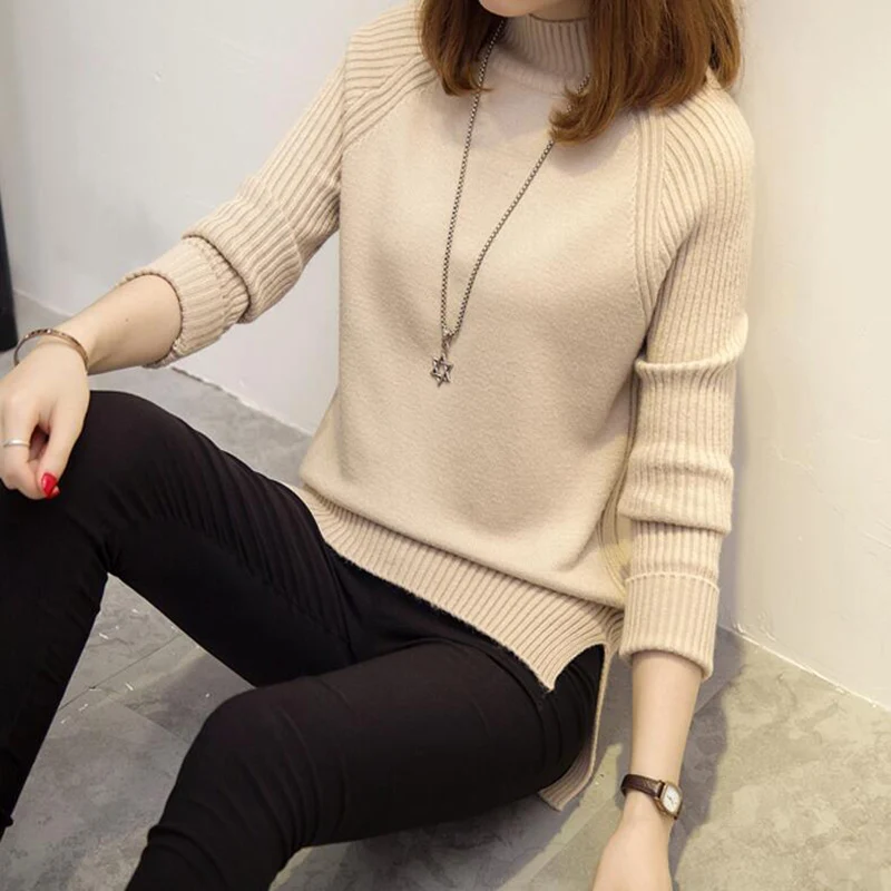 Осень 2017 г. Вязание пуловер и свитер для Для женщин длинный рукав теплый трикотаж