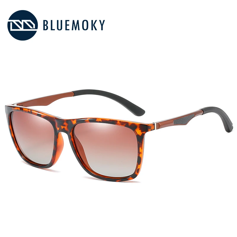 BLUEMOKY, Черные Квадратные Солнцезащитные очки для мужчин, UV400, поляризационные очки, солнцезащитные очки для мужчин, для вождения, Polaroid, фирменный дизайн, оттенки для мужчин - Цвет линз: 003