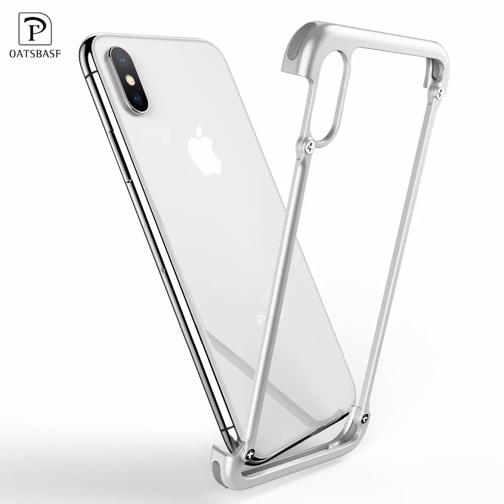 OATSBASF металлический чехол с подушкой безопасности для iPhone X, чехол с подушкой безопасности для iPhone 8/8 Plus, металлический чехол-бампер для iPhone 7 6