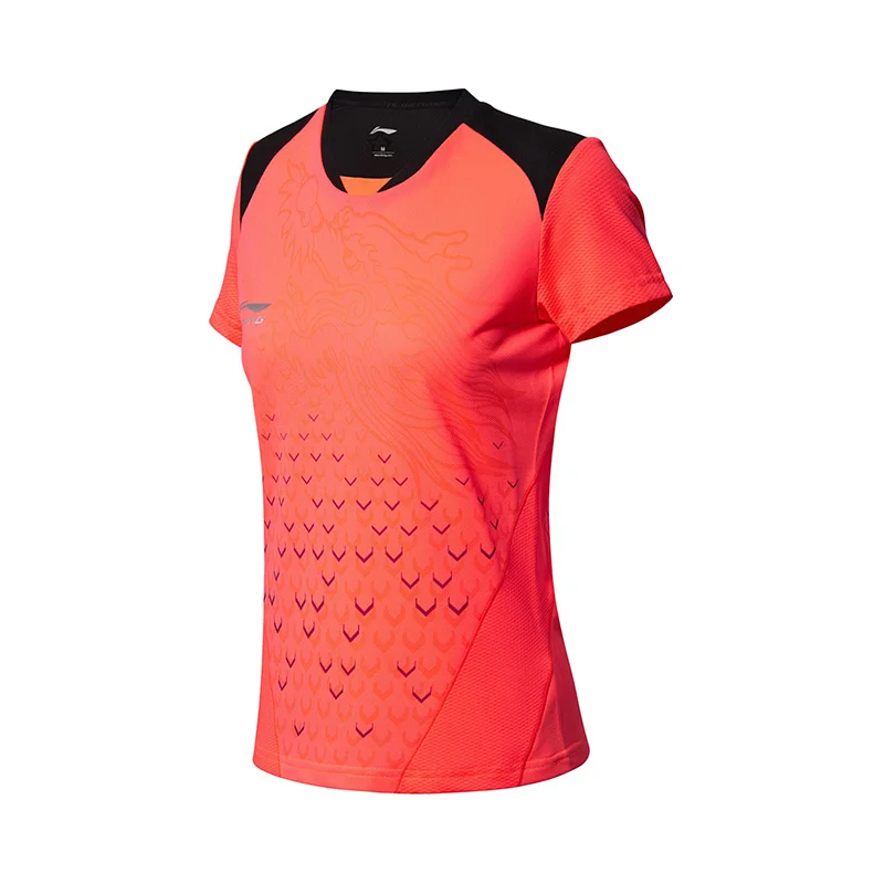 Li-Ning женские настольные теннисные футболки для сборной дышащая подкладка тренировочные спортивные футболки топы AAYN052 CAMJ18