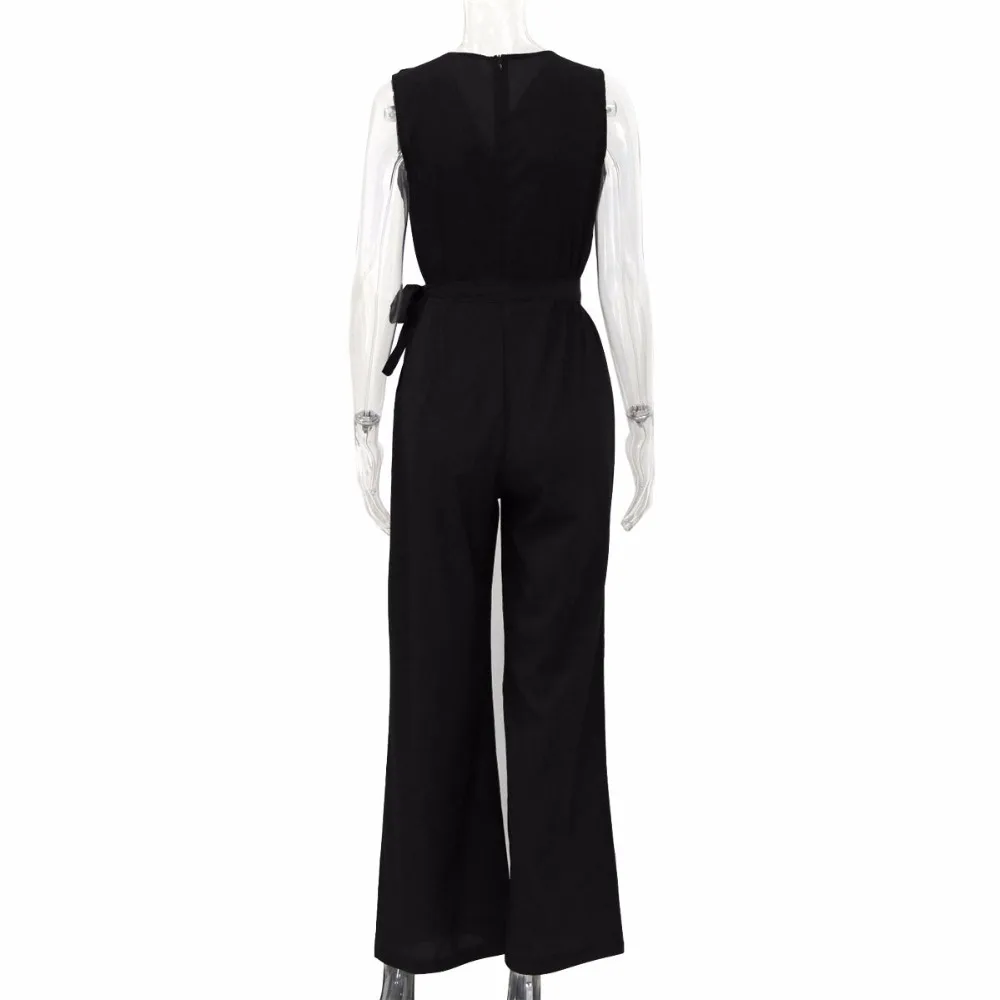 Inupiat пикантные Комбинезоны для женщины 2017 Новая мода цвет: черный синий v образным