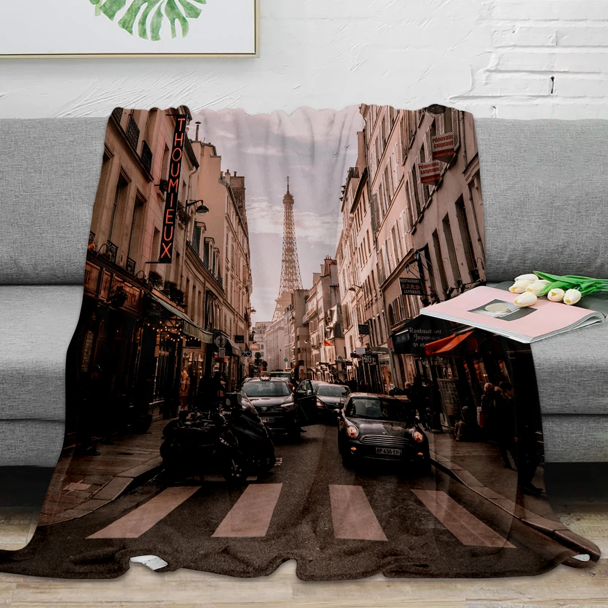 Винтажное Парижское французское одеяло теплое из микрофибры фланелевое