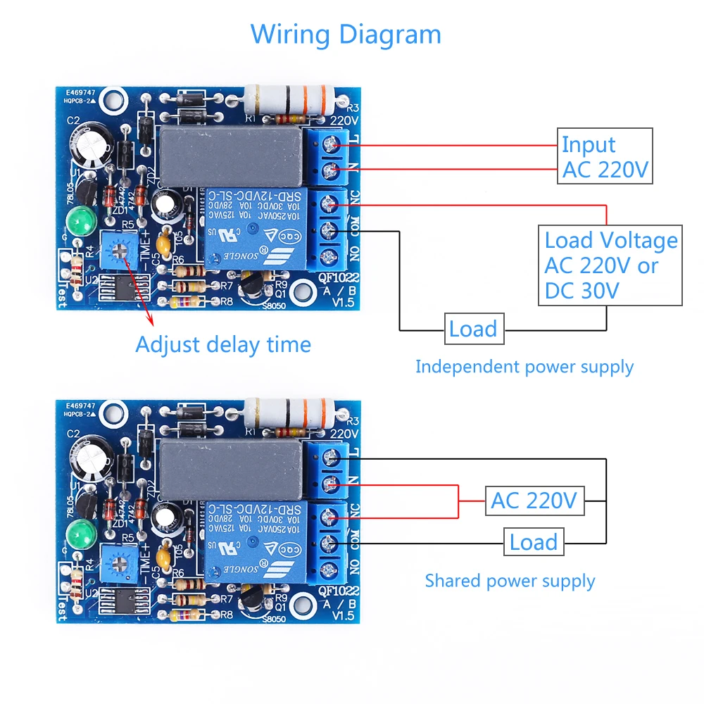 Релейный модуль задержки 100s 220 В переменного тока регулируемое устройство