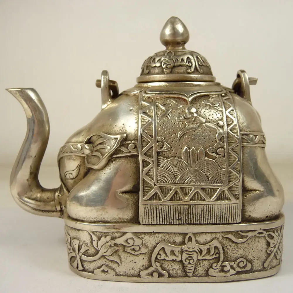 Wonderful  Chinese Tibetan silver elephant teapot