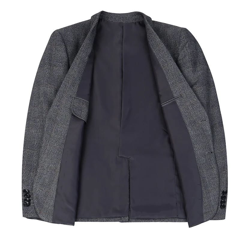 Мужской приталенный Блейзер YUNCLOS серый клетчатый пиджак повседневный деловой