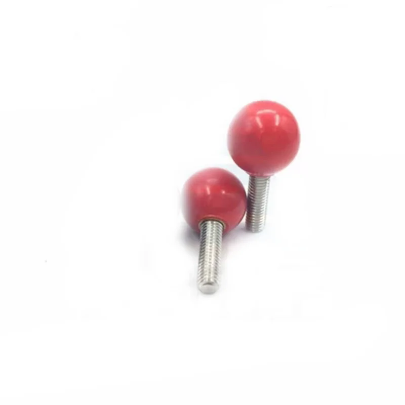 

2Pcs M5 Stainless Steel spherical bakelite Round head 20mm OD Hand screws Small Knob handle screw bolt 10mm-60mm L Red