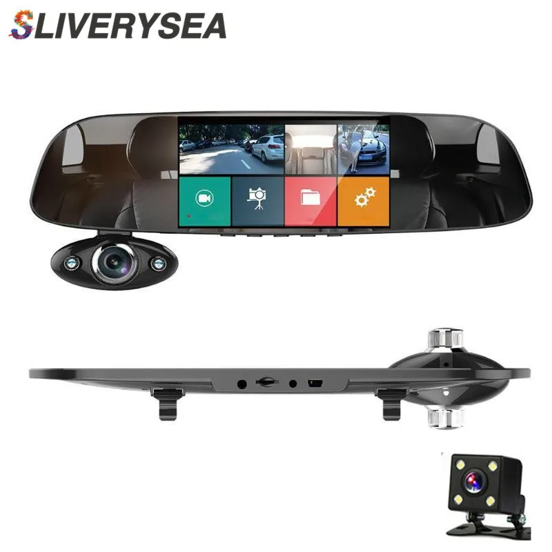 SLIVERYSEA " ips стриминг медиа Вождение рекордер зеркало заднего вида Full HD 1080P телескопический объектив двойной объектив видеорегистратор