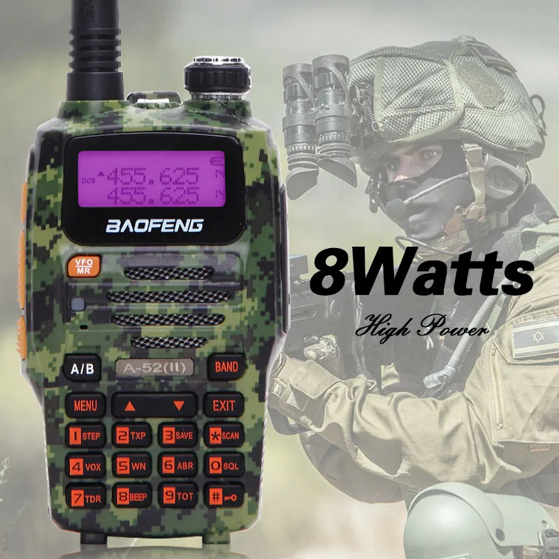 Камуфляж Baofeng A-52 II 8 Вт мощный охотничий игра иди и болтай Walkie Talkie CB двухстороннее радио 10 км дальний трансивер Портативный радио A52 UV-5R - Цвет: Камуфляж
