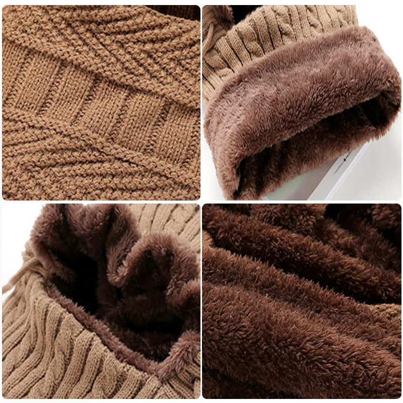 Knitted Winter Hats Women Wind Cold Proof 2018 Thickening Thermal Caps Neck Warmer Skullies Beanies Gorros Mujer Invierno | Аксессуары