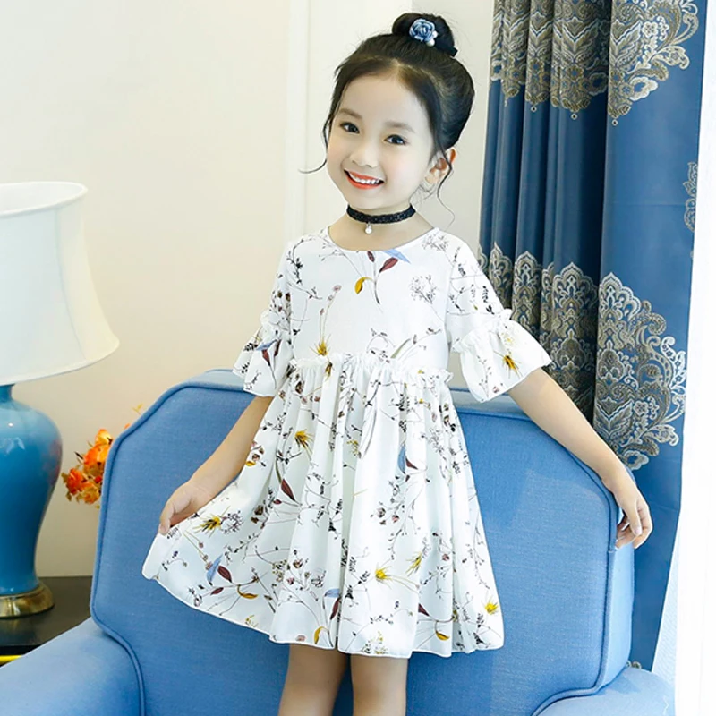 little girls floral dress teenage clothing dresses summer 2020 baby girl clothes kids print size 3456 7 8 9 10 years | Детская одежда и