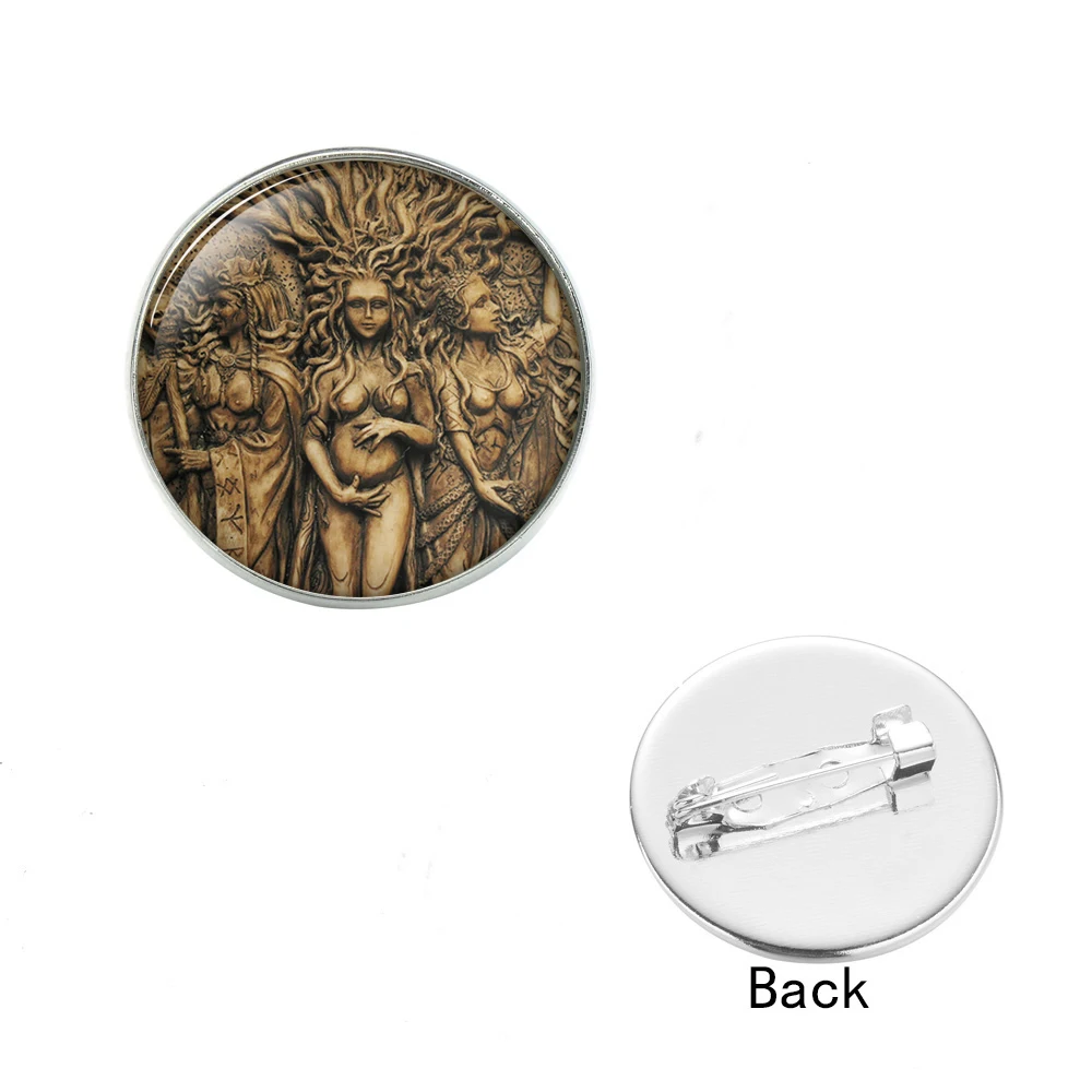 SIAN Statue of Triple Moon Goddess Pins Button Vintage Tree Life Wicca Brooches Lapel Pin Amulet Bag Clothes Accessories | Украшения и