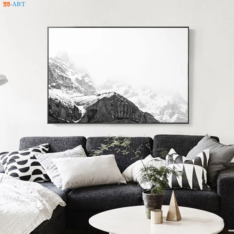 Современный черный и белый пейзаж стены Искусство сосновый конус Фламинго