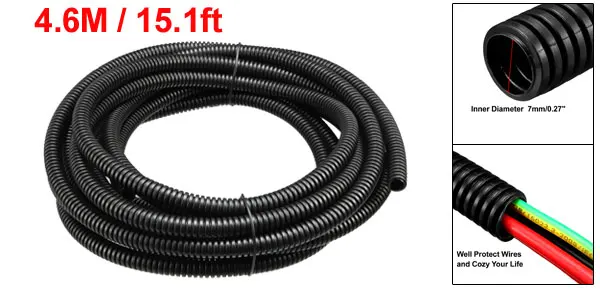 7mm Inner Dia. Uxcell черный 1 шт. 1,6/2,4/4/4,6 м длинной 16/17/14,3/7 мм внутренний диаметр. Гофрированная трубка трубопровод гибкий PP полиэтиленовый шланг - Цвет: 7mm Inner Dia.