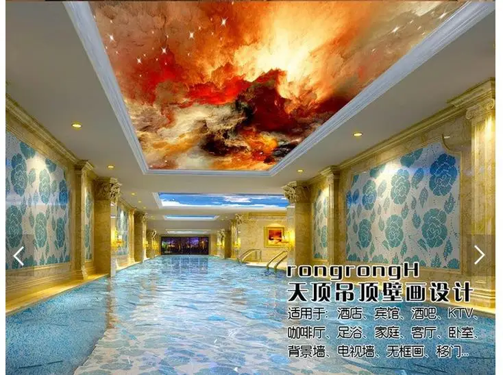3d photo wallpaper ceiling wall murals Watercolor sky clouds KTV condole top hotel frescoes room | Обустройство дома