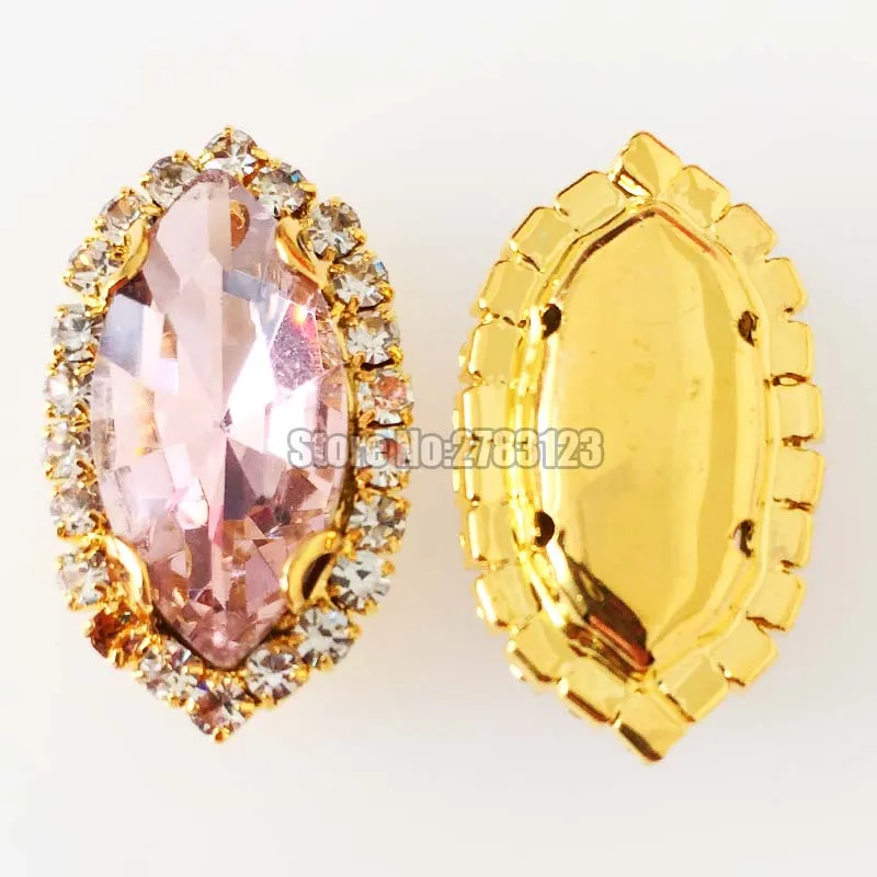 Розовый конский глаз Хрустальная Кнопка falt ПРИШИТАЯ Золотое дно AAA + стеклянные