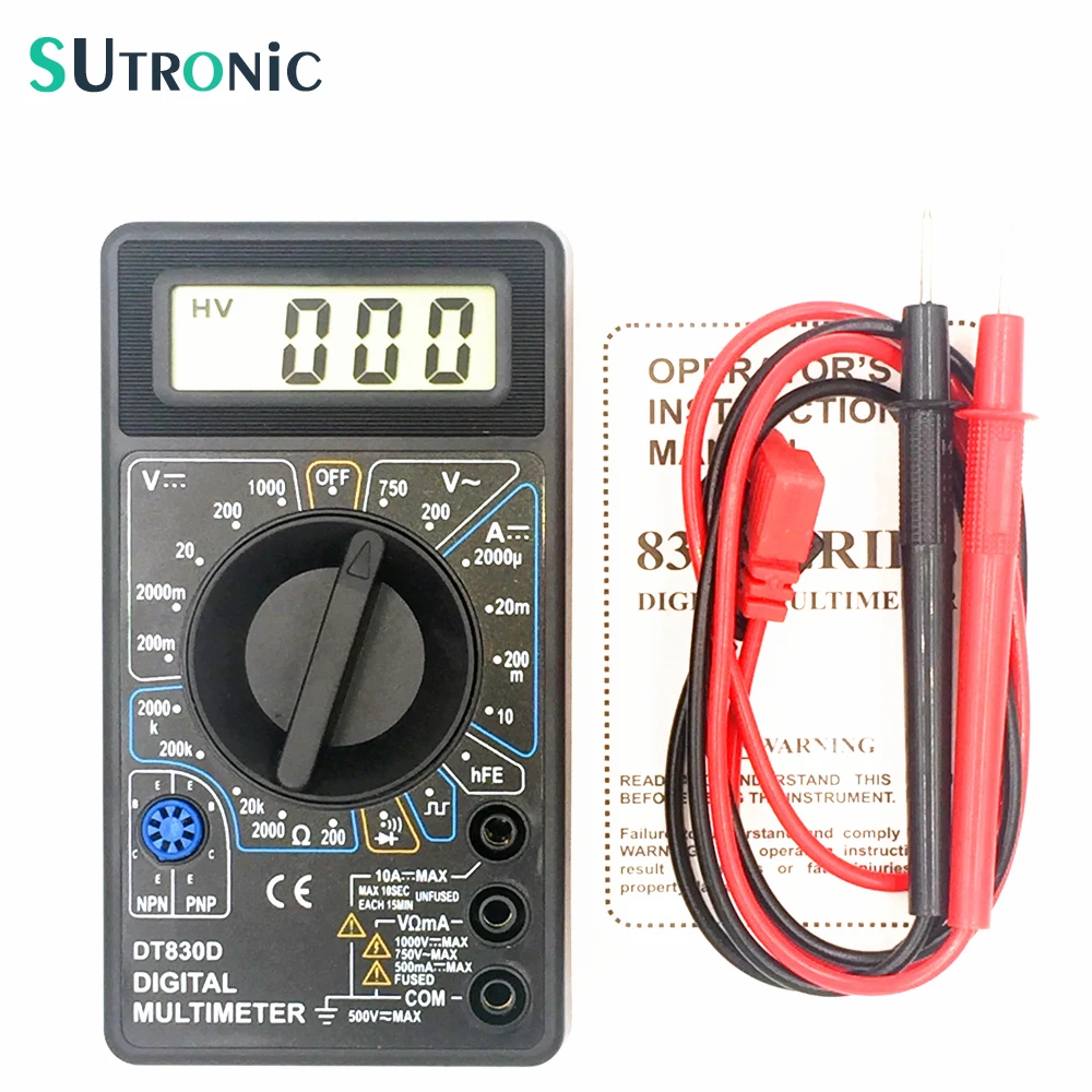 DT-830D Мини цифровой мультиметр с зуммером защита от перегрузки квадратная волна Выходное Напряжение Ампер Ом тестер зонд DC AC ЖК-дисплей