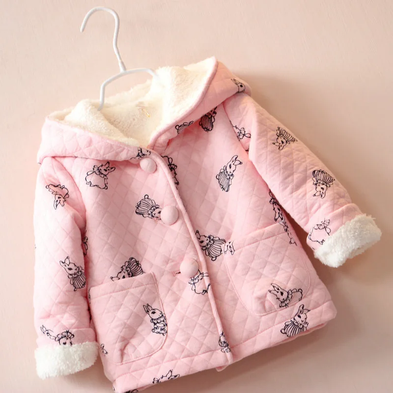 BibiCola/Новые весенние пальто с капюшоном милым кроликом и верхняя одежда детская