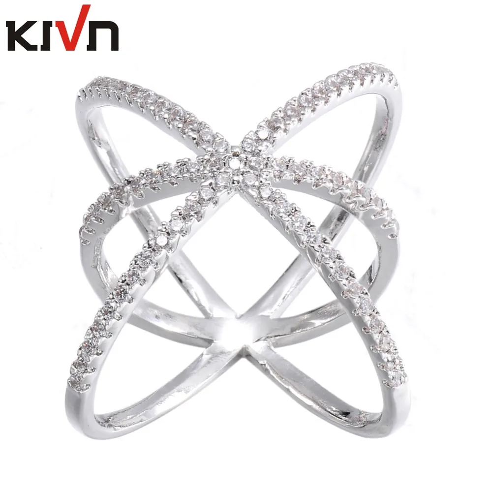 Модные ювелирные украшения KIVN крошечные нежные кольца с фианитом и крестом для
