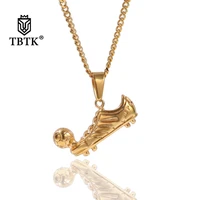 tbtk new football shoes with soccer ball pendant gold shoes pendant necklace simple style jewelry for men