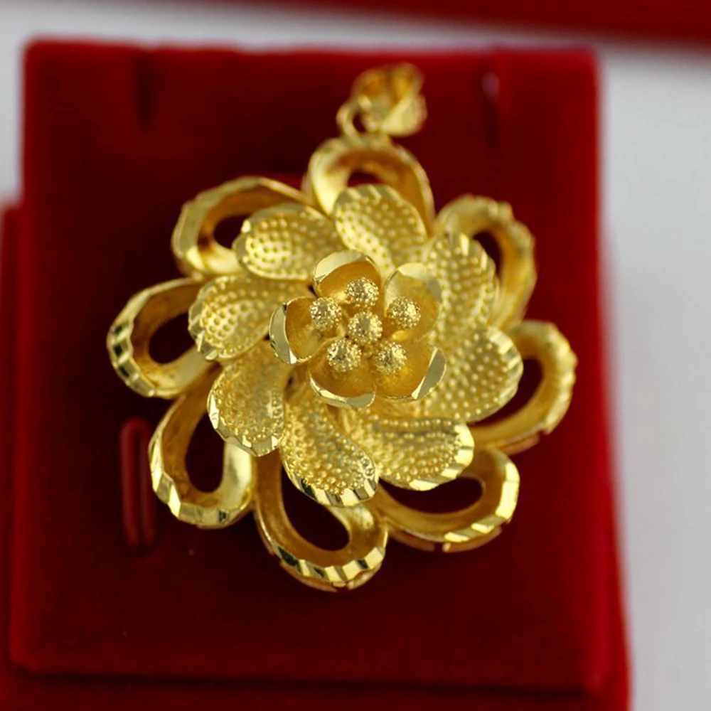 

Hollow Flower Pendant Yellow Gold Filled Trendy Womens Pendant Chain Accessories
