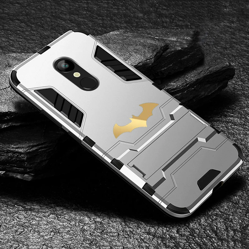 Silver Wtih Bat Чехол-подставка с Бэтменом для Xiaomi Redmi 4 4X5 Plus 5A 6 Pro 6A 7 8 9 SE Note 8 6 7 ударопрочный гибридный жесткий чехол с подставкой - Цвет: Silver Wtih Bat
