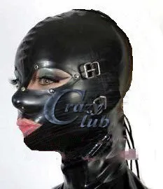 

Crazy club_100% чистый натуральный латекс, сексуальный латекс, фетиш, однотонный черный латексный капюшон с застежкой для взрослых, быстрая достав...