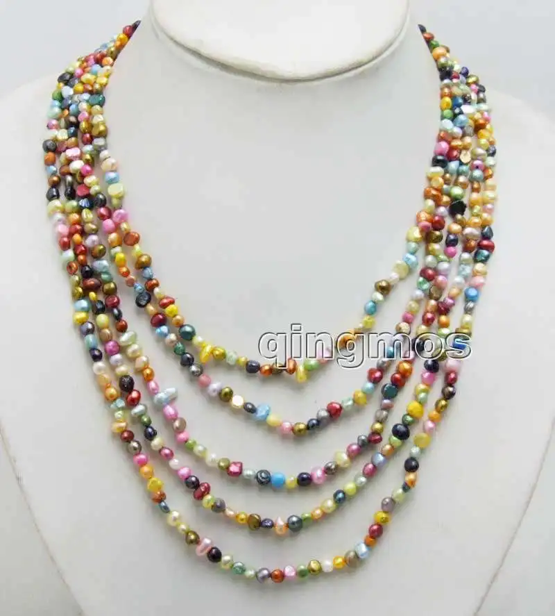 

Small 4-5mm Multicolor Baroque Natural Freshwater Pearl 5 strands 18-22'' Necklace -nec6445 Wholesale/retail Free shipping