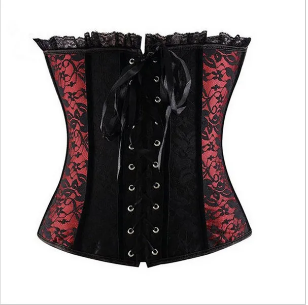 Стимпанк корсет Overbust в стиле бурлеск Талии Тренажер белье на шнуровке сзади