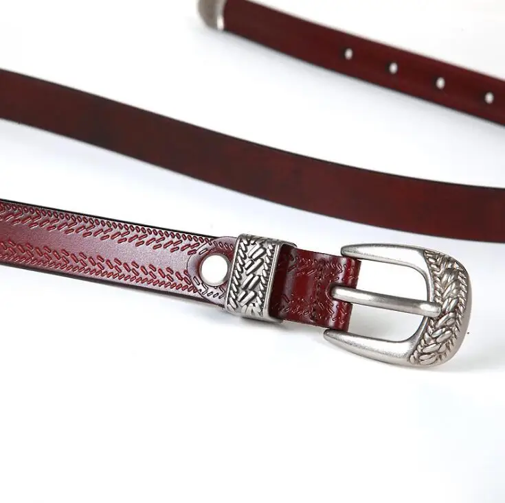 ZPXHYH Hot Fashion Women Lady Vintage Boho Metal Leather Double Buckle Waist Belt Waistband women's real leather cowhide belts |
