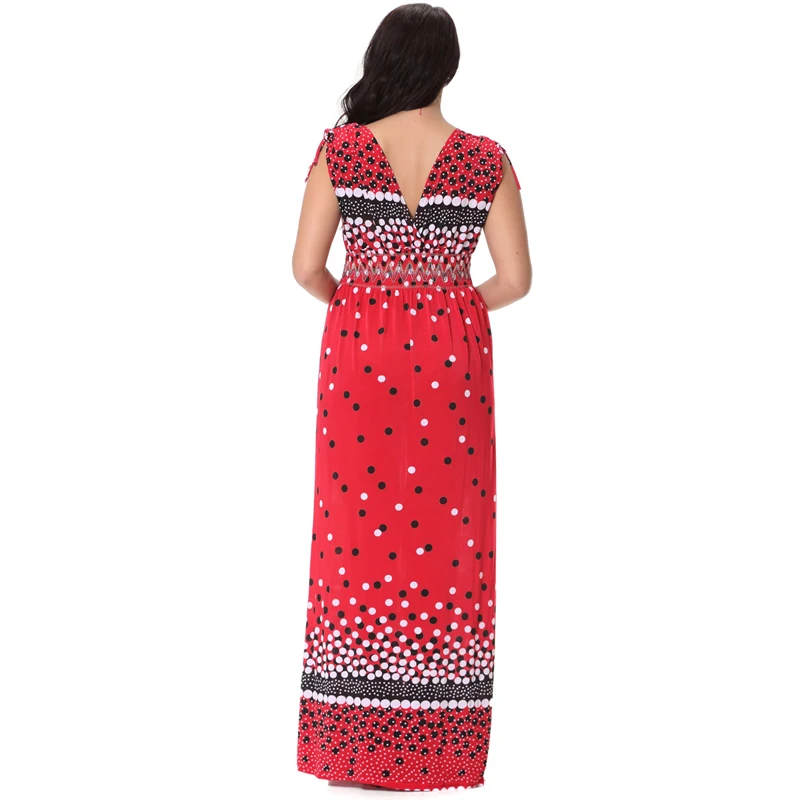 M-7XL большие размеры женское длинное платье макси в черно-белый горошек летнее