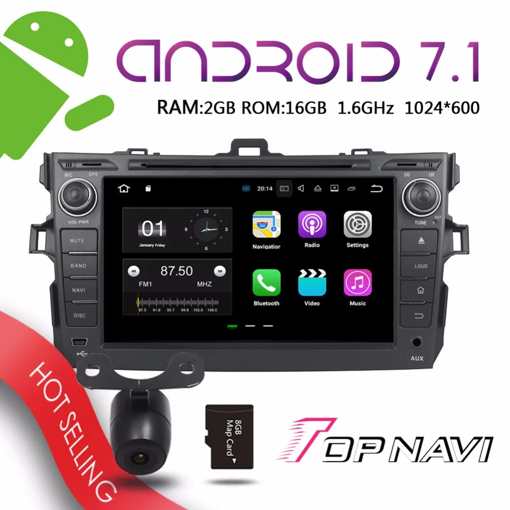 Topnavi 8 ''Android 7.1 Автомобильные видео плееры для Toyota Corolla 2006 2007 2008 2009 2010 2011 Авто GPS