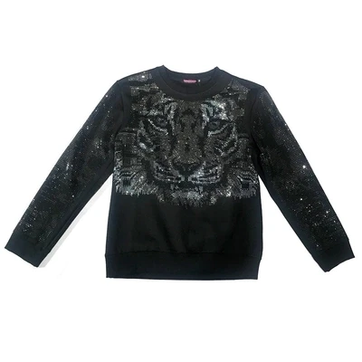 Мужской тигр горный хрусталь бисер fanshion bling толстовки/шоу/клуб/Топ/короткий рукав