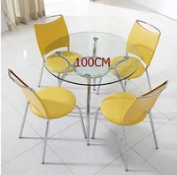 modern simple tempered glass negotiating table and chair combination
