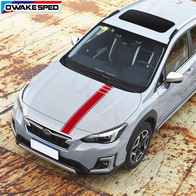 Автомобильный капот в полоску спортивный стиль капот Декор наклейки Авто Передняя крышка двигателя отделка виниловые наклейки для Subaru XV