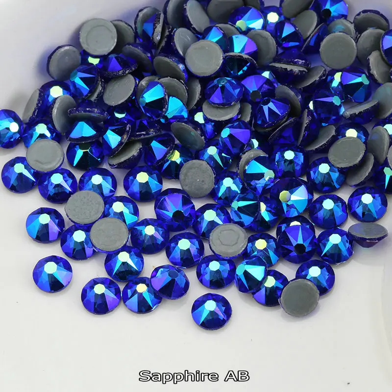8 большой маленький Сапфир AB кристалл горячей фиксации Стразы стеклянные камни