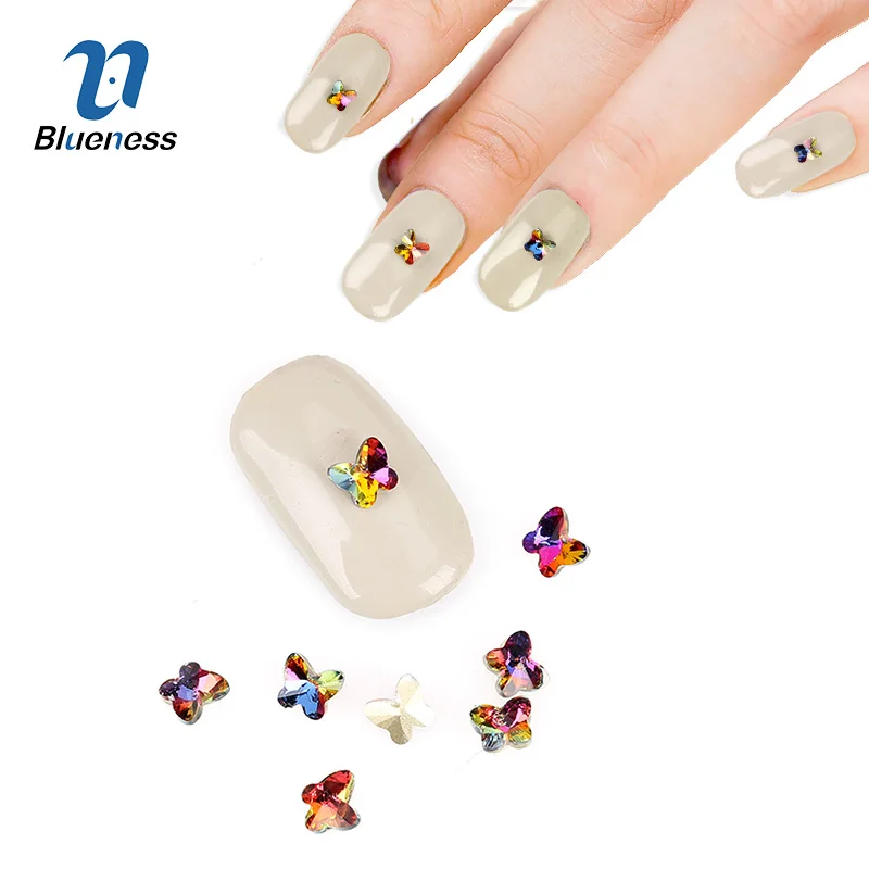 10 шт./лот дизайн бабочки Красочные 3D маникюрные клеи украшения блестящее пламя