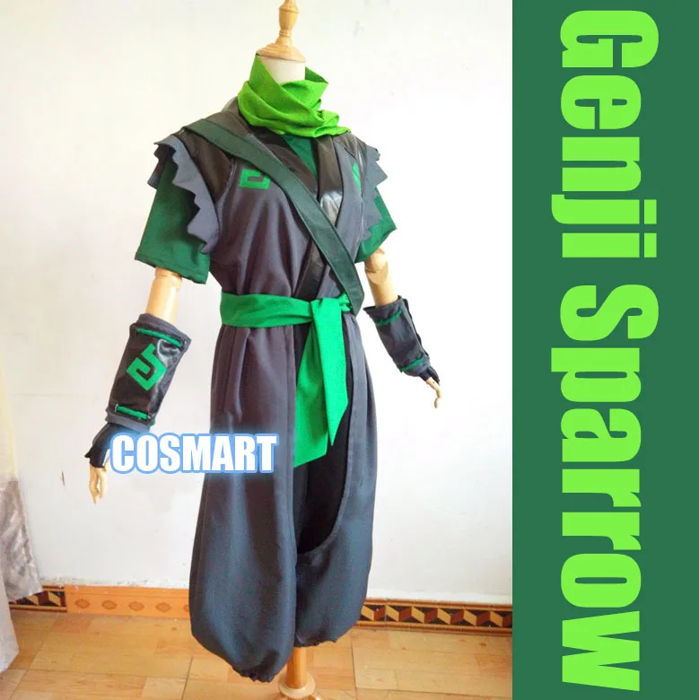 [В наличии] кимоно из игры OW Genji Sparrow черной кожи ver. Ниндзя Униформа костюм для