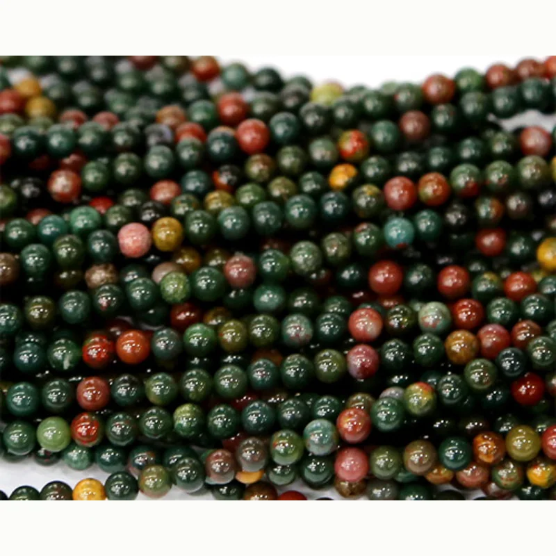 Оптовая продажа натуральный зеленый красный Индия кровь яшма круглые свободные