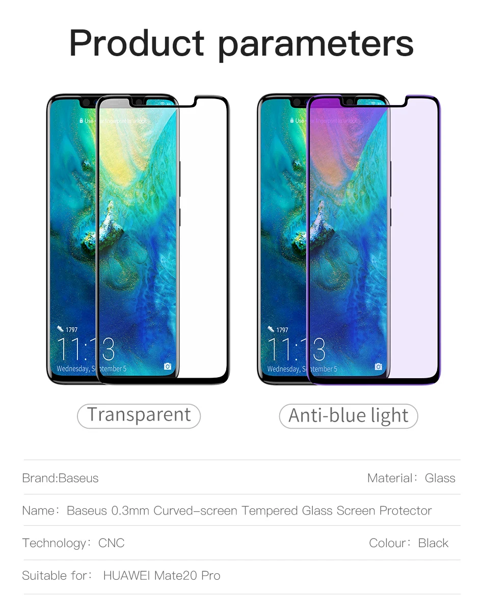 Защитная пленка Baseus 0,3 мм для huawei mate 20 Pro, закаленное стекло, полное покрытие, Защита экрана для huawei mate 20 Pro mate 20