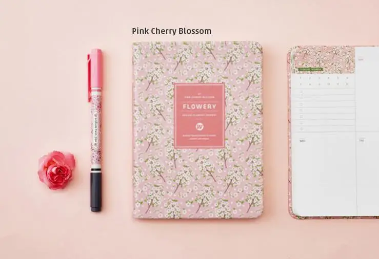 pink-CB Новое поступление кожаный блокнот еженедельник планировщик с цветами школьные милые офисные принадлежности Канцтовары - Цвет: pink-CB