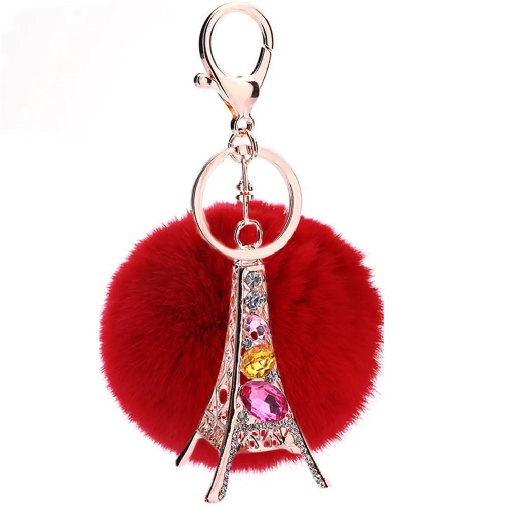 Брелок с Эйфелевой башней 8 см меховой брелок помпоном для автомобиля подвеской