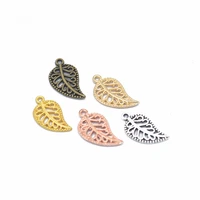 50pcslot gold rose gold color 1910mm leaf charm beads leave filigree charm pendants end caps for diy jewelry making findings