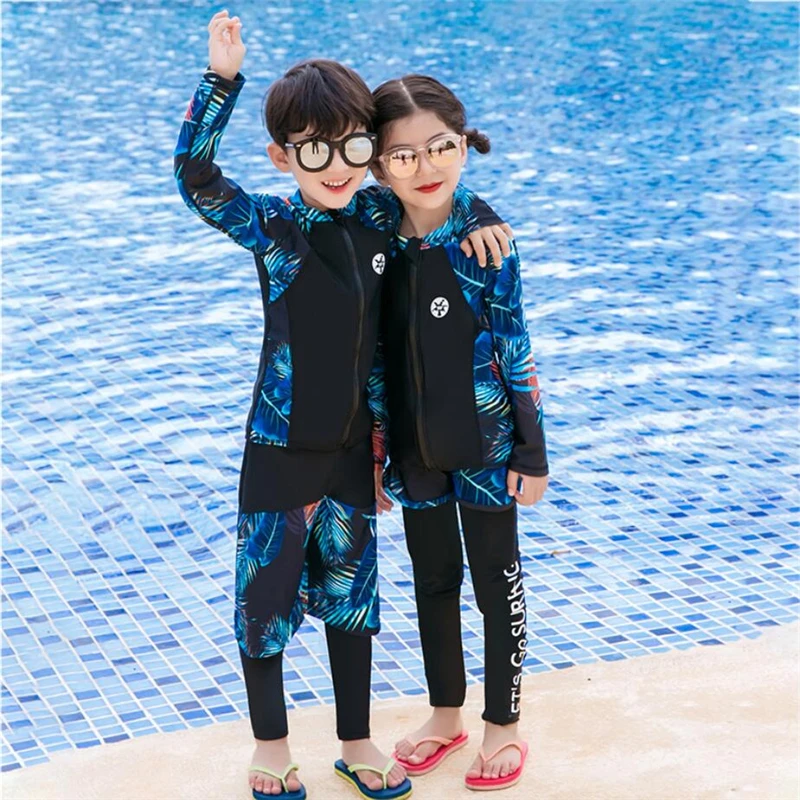 Мода 2020 длинный рукав полный тело УФ плавательный костюм для детей качественный