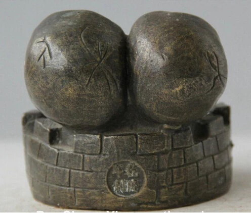 SCY 1124 + старая китайская бронзовая фигурка периода династии две головы черепа