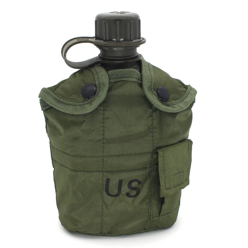 army green 3-шт Набор США армейский США чайник с ланч-боксом тактическая Боевая наружная Спортивная бутылка 1Л Портативная Алюминиевая коробка для ланча - Цвет: army green