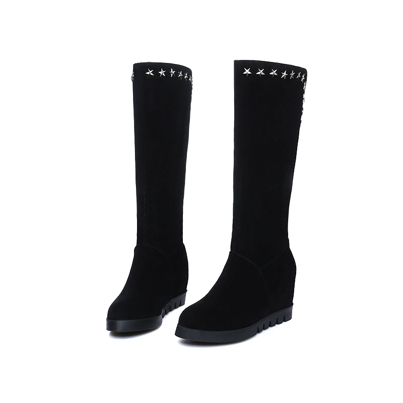 Зимние ботинки 2016 г. Теплые повседневные женские высокие сапоги до колена модная