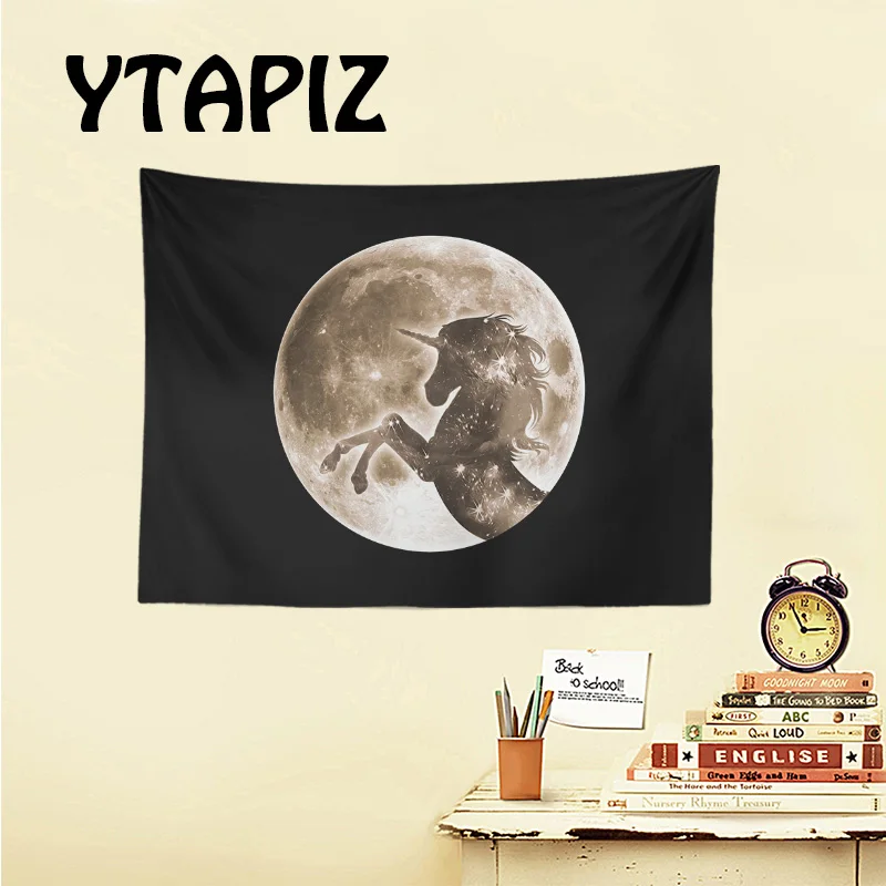 Роскошный ночник гобелен с Луной Единорог волк Русалочка настенная ткань для