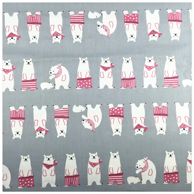 Хлопковая ткань с мультяшным серым медведем домашний текстиль материал для