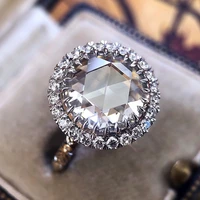 vintage big round crystal wedding band engagement rings with stone 925 sterling silver women ring jewelry drop shipping