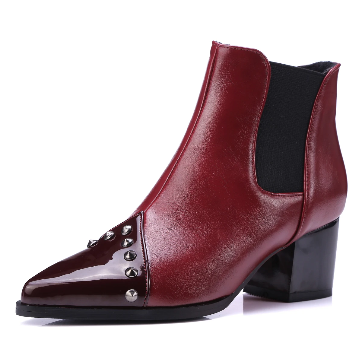 ESRFIYFE/новые женские ботильоны с шипами острым носком на квадратном каблуке модная